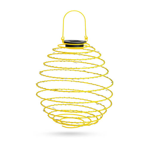 LED-es szolár spirál gömb lámpa - melegfehér - 22 cm - sárga színben - 11248