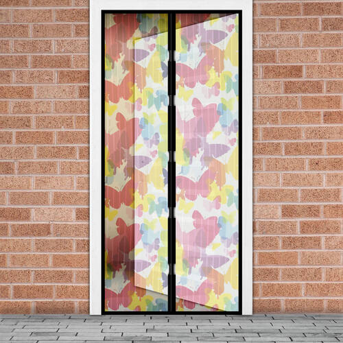 Szúnyogháló függöny ajtóra -mágneses- 100 x 210 cm - színes pillangós - 11398K