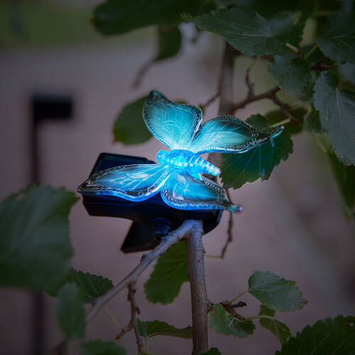 Szolár dekoráció csipesszel - katica, pillangó, méhecske - 11 x 6,5 x 10 cm - fehér LED - 11753