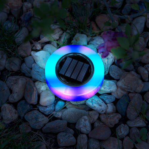 LED-es leszúrható szolár lámpa - kör alakú - RGB színes LED - 105 x 128 mm - 11766A