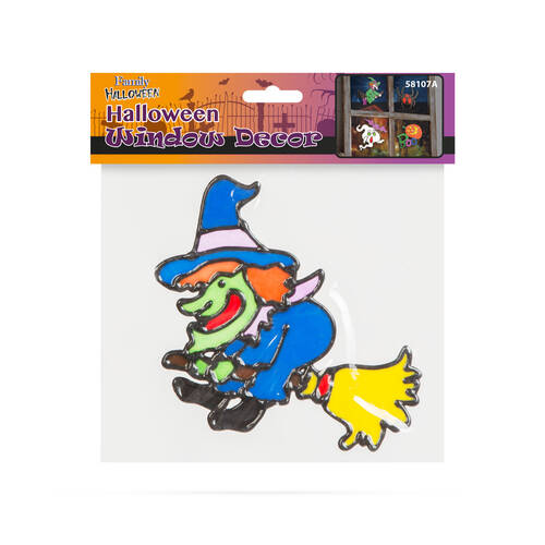 Halloween-i ablakdekor - színes boszorkány - 58107A