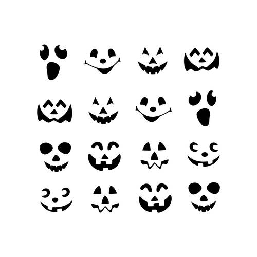 Halloween-i fólia matrica szett - fekete tök arcok - 16 db / csomag - 58131E