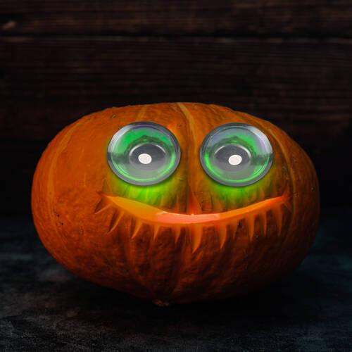 Halloween-i ijesztő szempár - zöld LED-es - elemes - 58195A