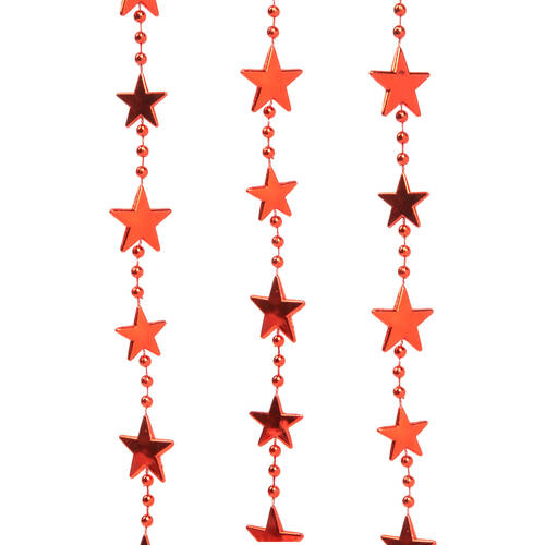 Dekor füzér - piros csillagos - 2,2 cm x 3 m - 58245C