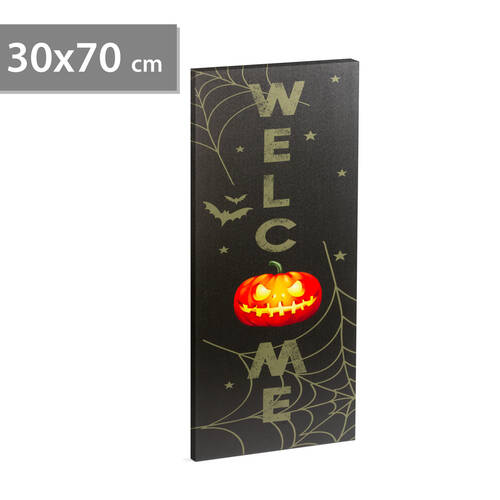 Halloween-i LED-es hangulatkép - fali akasztóval, 2 x AA, 30 x 70 cm - 58402