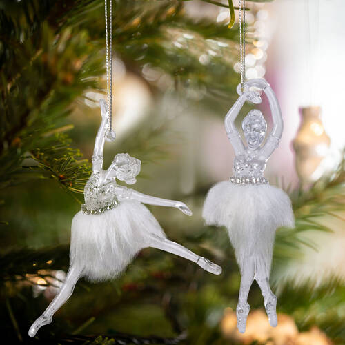 Karácsonyi dísz - akril balerina - 14 x 4 x 4 cm - 2 db / csomag - 58512