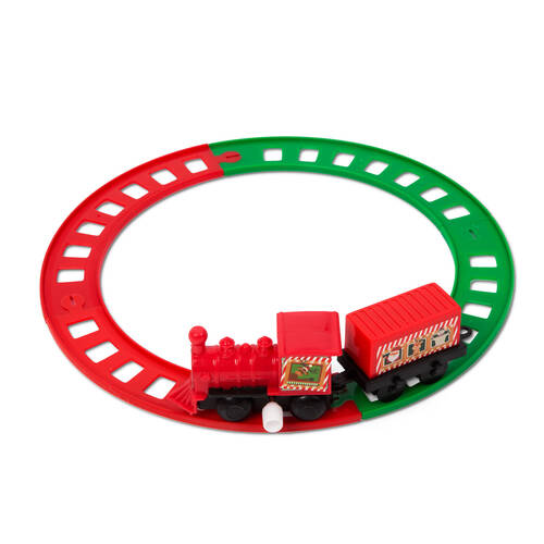 Karácsonyi kisvasút - felhúzható - piros / zöld - 20 cm - 58564