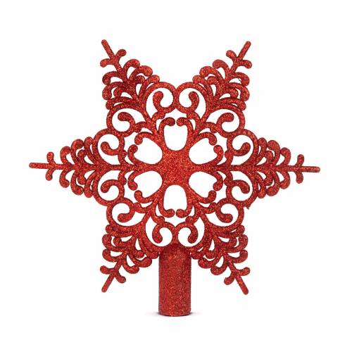 Karácsonyfa csúcsdísz - hópehely alakú - 20 x 20 cm - piros - 58608C