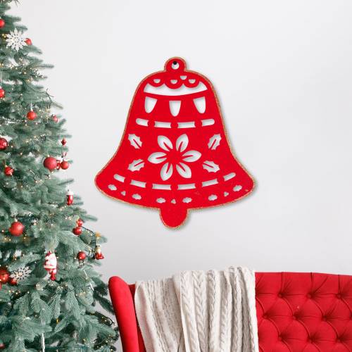 Karácsonyi dekor - harang - 39,5 x 42 cm - piros / arany - 58624A