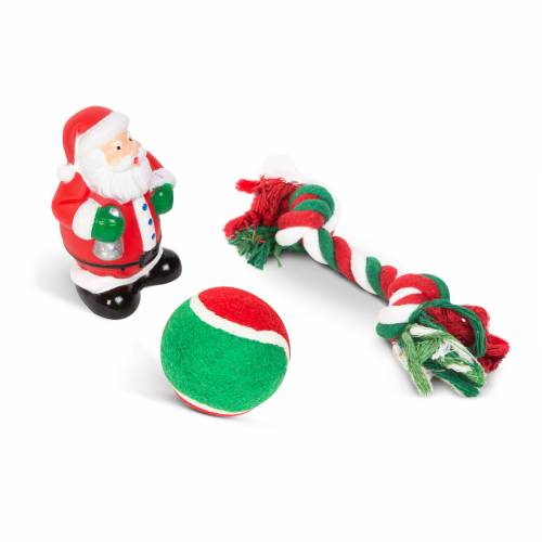 Karácsonyi kutyajáték szett - labda, kötél, mikulás - 58650
