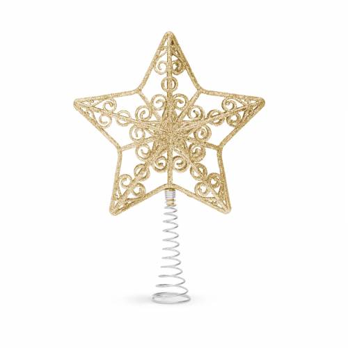 Karácsonyfa csúcsdísz - csillag alakú - 20 x 15 cm - arany - 58679C
