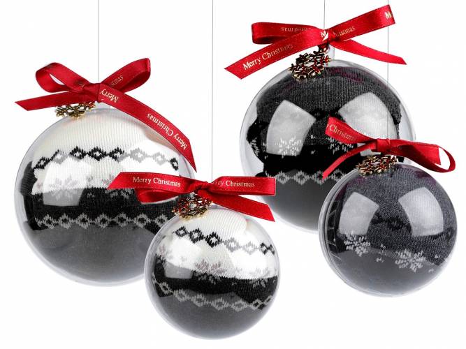 Női / lány karácsonyi zokni átlátszó ajándék gömbben fémpelyhekkel / hópelyhekkel
