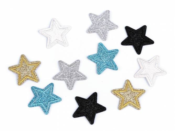 Felvasalható csillag glitterekkel, csillámmal / Folt / Címke