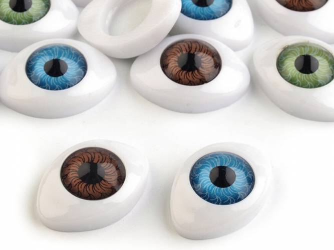 Ragasztható szemek 16x23 mm / Műanyag felragasztható baba szemek