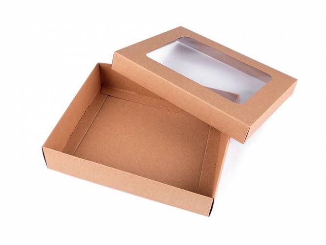 Papír doboz natural átlátszó / Ajándékdoboz