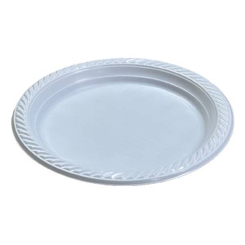 Lapos tányér újrahasználható műanyag fehér 22cm  100db/csomag