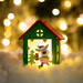 Karácsonyi LED dekor házikó - melegfehér - fa - 2 féle - 7,5 x 9,5 x 5,5 cm - 12 db / display - 58940A