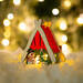 Karácsonyi LED dekor házikó - melegfehér - fa - 2 féle - 6,9 x 8,9 x 6 cm - 12 db / display - 58940B