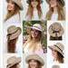 Női nyári kalap / szalmakalap bársony szalaggal és gyöngyökkel díszítve