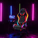 RGB LED-es gamer szék - karfával, párnával - fekete / piros - BMD1115RD