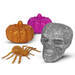 Halloween-i dekoráció szett - pók, koponya, 2 db tök - glitteres - 58189