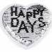 Szív aplikáció egyszarvú / Happy day kétoldalas flitterekkel