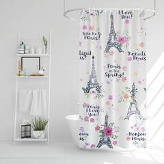 Zuhanyfüggöny - Eiffel-torony mintás - 180 x 180 cm - 11528D