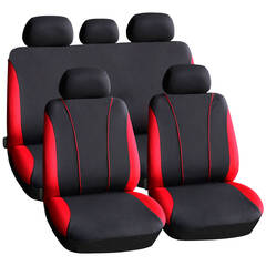 Autós üléshuzat szett - piros / fekete - 9 db-os - HSA002 - 55670RD