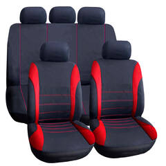 Autós üléshuzat szett - piros / fekete - 9 db-os - HSA007 - 55671RD