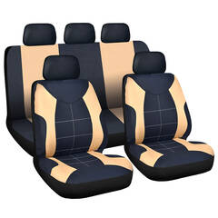 Autós üléshuzat szett - drapp / fekete - 9 db-os - HSA008 - 55672DR