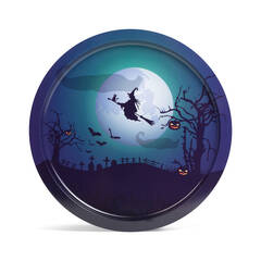 Halloween-i tálca - boszorkány - fém  - 31 cm - 55932S
