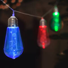 LED fényfüzér - Villanykörte - 10 LED - 1,9 méter - színes - 2 x AA - 56531