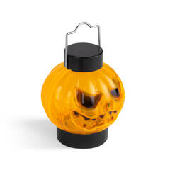 Halloween-i RGB LED lámpa - felakasztható tök - narancs / fekete - elemes - 58116B