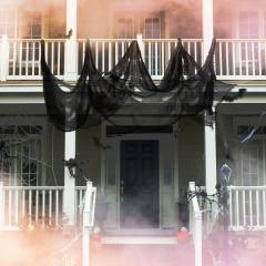 Halloween-i fekete géz függöny - poliészter - 76 x 210 cm - 58144