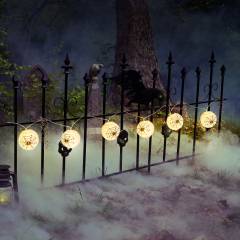Halloween-i lampion fényfüzér - pókos, fehér - 7,5 x 165 cm - 2 x AA elemes - 58172