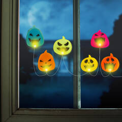 Halloween-i LED ablakdekor - gél - tök - 85 cm - 58186B
