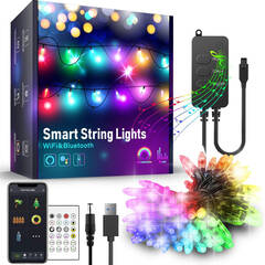 Smart fényfüzér - USB - 50 RGB LED - 5 m - Wi-Fi, Bluetooth - 58380