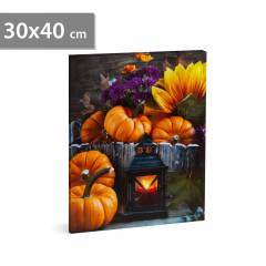 Halloween-i LED-es hangulatkép - fali akasztóval, 2 x AA, 30 x 40 cm - 58399