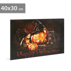 Halloween-i LED-es hangulatkép - fali akasztóval, 2 x AA, 40 x 30 cm - 58400