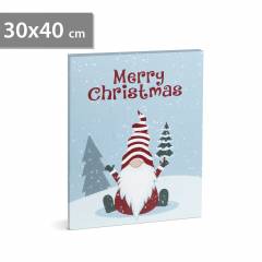 Karácsonyi LED-es hangulatkép - fali akasztóval, 2 x AA, 30 x 40 cm - 58463