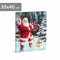 Karácsonyi LED-es hangulatkép - fali akasztóval, 2 x AA, 30 x 40 cm - 58465