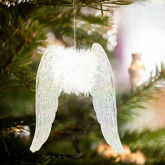 Karácsonyi dísz - irizáló, akril angyalszárnyak - 15 x 12,5 x 1,5 cm - 58513