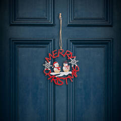 Karácsonyi dekoráció - fa, piros hóember - 10 cm - 58547A