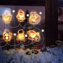 Karácsonyi LED-es fényfüzér - gél ablakmatrica - 6 LED - 2 x AA - 58568A