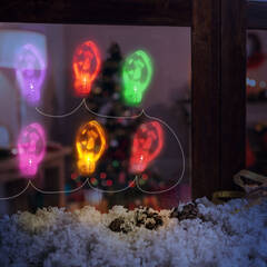 Karácsonyi LED-es fényfüzér - gél ablakmatrica - 6 LED - 2 x AA - 58568C