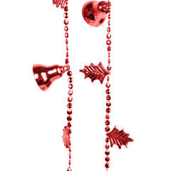Karácsonyi girland harangokkal - fényes piros - 260 cm - 58570C
