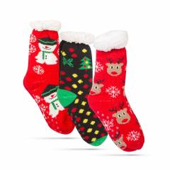 Karácsonyi zokni - csúszásmentes, felnőtt méret - 3 féle minta - 58651