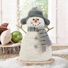 Karácsonyi hóember dekor - bot kezekkel, sapkában - 35 x 22 cm - 58730B