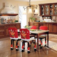 Karácsonyi székdekor szett - Rénszarvas - 50 x 60 cm - piros/fehér - 58737C