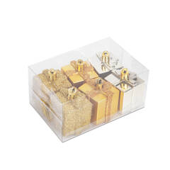 Karácsonyfadísz szett - arany ajándék - 4,5 cm - 6 db / szett - 58781A